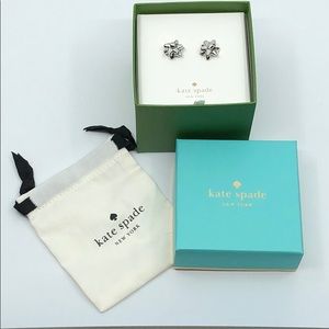Kate Spade Bourgeois Bow Earrings Silver NIB